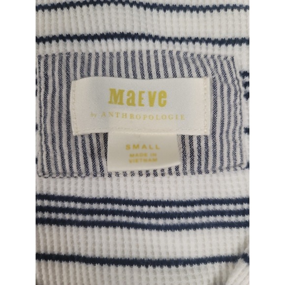 Maeve Anthropologie Striped Waffle Knit Button Front Top - Picture 4 of 4